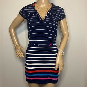 Tommy Hilfiger Y2K Preppy Red and Navy Polo Dress